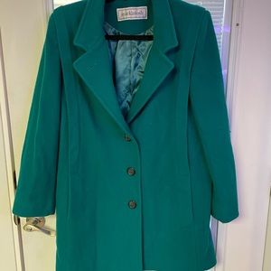 Vintage Mackintosh Emerald Green Pea Coat Plus Size 14 Pure Wool